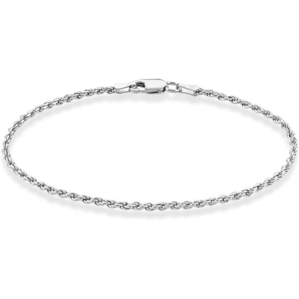 925 Sterling Silver Rope Chain Bracelet Italian Diamond Cut 2mm 3mm Unisex